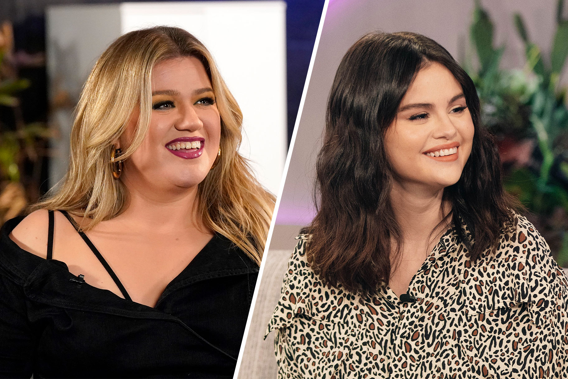 Split image of Kelly Clarkson and Selena Gomez