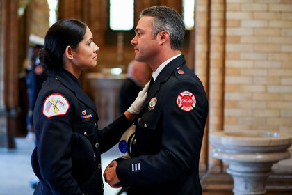 Stellaride (Miranda Rae Mayo and Taylor Kinney) on Chicago Fire