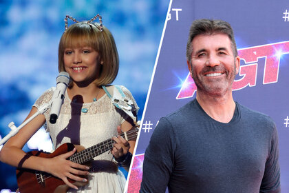 Split image of Grace Vanderwaal and Simon Cowell