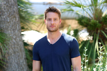 Close up of Justin Hartley smiling at the camera