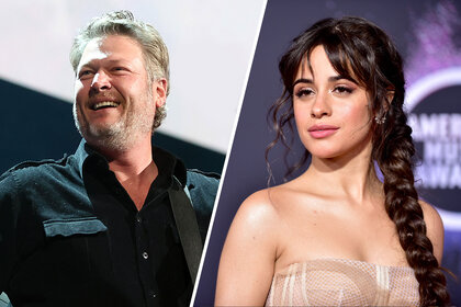 split image of Blake Shelton and Camila Cabello