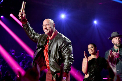 Dwayne Johnson accepting a Peoples Choice Award