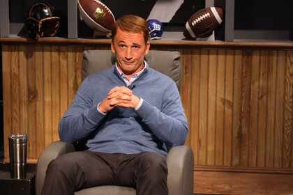 Miles Teller as Peyton Manning in an SNL skit