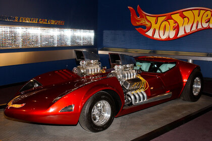 Life-size Hot Wheels Twin Mill on display at the Petersen Automotive Museum