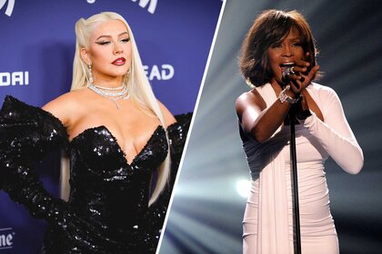 Split image of Christina Aguilera and Whitney Houston.