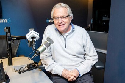 Jerry Springer smiling at SiriusXM Studios.