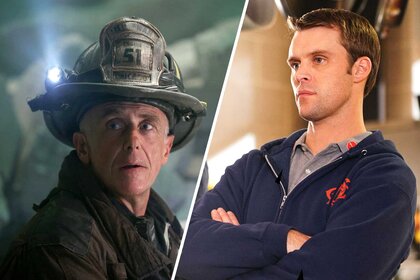 Split image of David Eigenberg and Jesse Spencer from Chicago Fire.