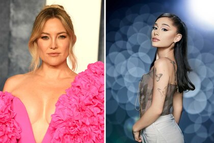 Split image of Kate Hudson and Ariana Grande.