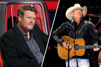 Split image of Blake Shelton and Alan Jackson.