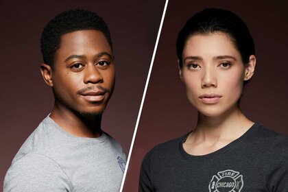 Split image of Chicago Fire's Daniel Kyri and Hanako Greensmith