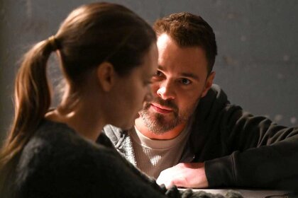 Samantha Beck (Caitlin Mehner) and Adam Ruzek (Patrick John Flueger) in a scene from Chicago P.D.