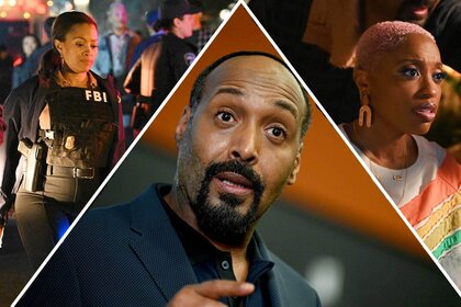 Split image of Jesse L. Martin, Maahra Hill, and Travina Springer