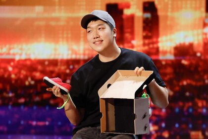 Sangsoon Kim performing during America's Got Talent.