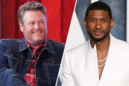 Split image of Blake Shelton and Usher