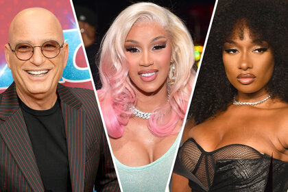 A side by side of Howie Mandel, Cardi B and Megan Thee Stallion