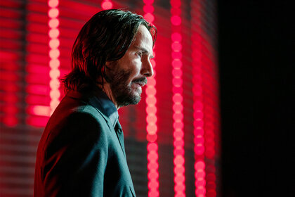 Close up of Keanu Reeves as John Wick