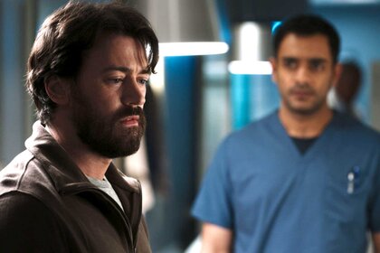 Theo Hunter and Bashir Hamed appear in a scene from Transplant.