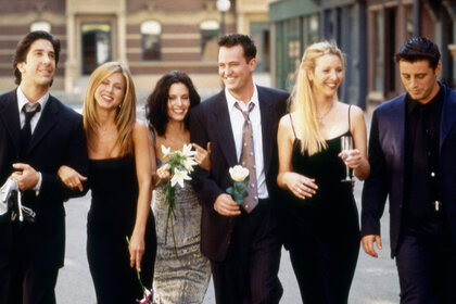 The cast of friends during a promo shoot for friends