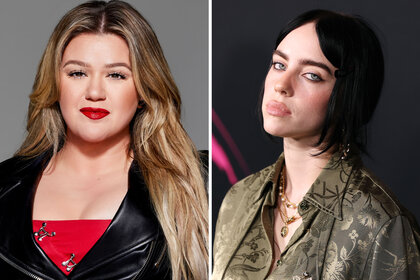 (l-r) A side by side of Kelly Clarkson and Billie Eilish