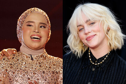 Split of Putri Ariani and Billie Eilish