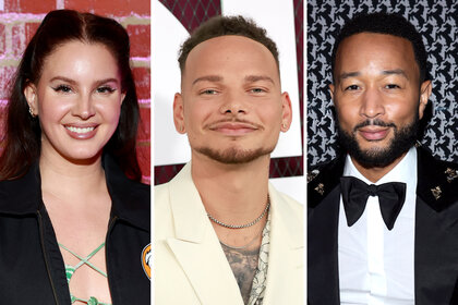 A split of Lana Del Rey, Kane Brown and John Legend