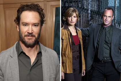 A split image of Mark-Paul Gosselaar, Olivia Benson and Elliot Stabler