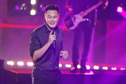 Enkh Erdene performs on stage on AGT: Fantasy League Episode 103