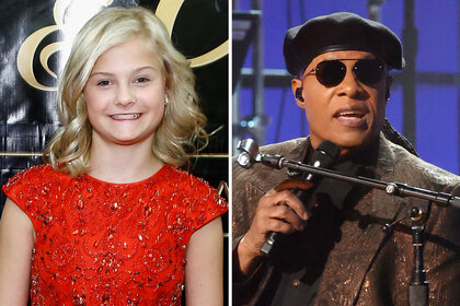 A split of Darci Lynne and Stevie Wonder