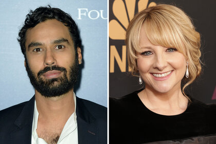 A split of Kunal Nayyar and Melissa Rauch