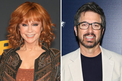 A split of Reba McEntire and Ray Romano