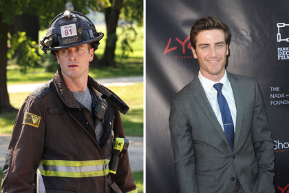 Split of Jake Lockett as Sam Carver in Chicago Fire and Jake Lockett arriving for the Premiere Of MVD Entertainment Group's "Lycan"