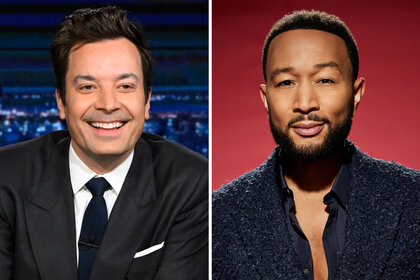 A split of Jimmy Fallon and John Legend