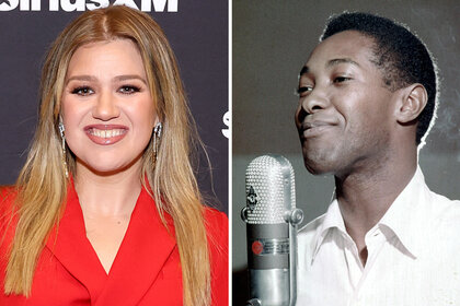 A split of Kelly Clarkson and Sam Cooke