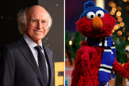 Split of Larry David and Elmo