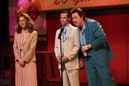 Shane Gillis Heidi Gardner and Mikey Day during the gump sketch on Saturday Night Live Epsiode 1856