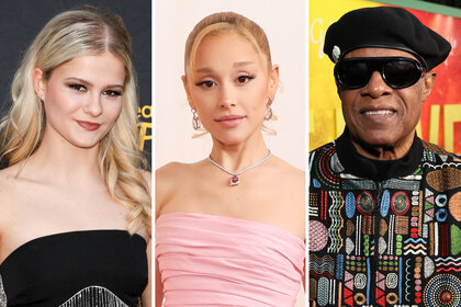 A split of Darci Lynne, Ariana Grande and Stevie Wonder