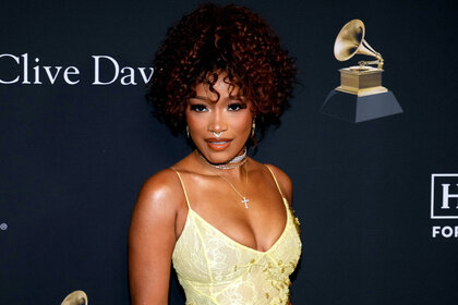 Keke Palmer poses for photos at the 66th GRAMMY Awards Pre-GRAMMY Gala