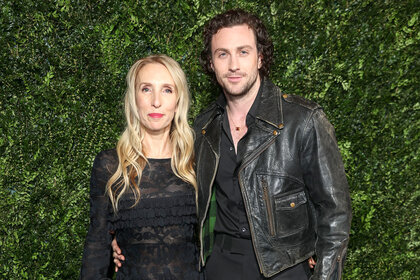 Sam Taylor-Johnson and Aaron Taylor-Johnson attend the chanel 2024 pre-bafta party