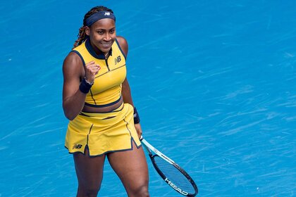 Coco Gauff celebrates match point against Alycia Parks during the 2024 Australian Open