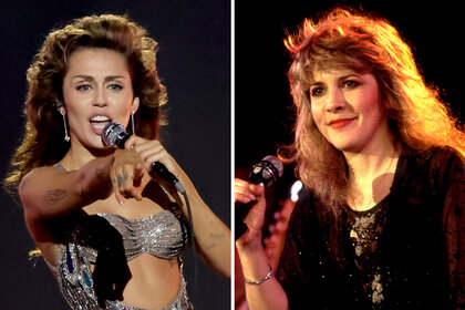 A split of Miley Cyrus and Stevie Nicks