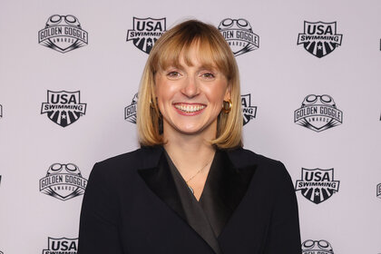 Katie Ledecky walks the carpet of the 2022 Golden Goggle Awards