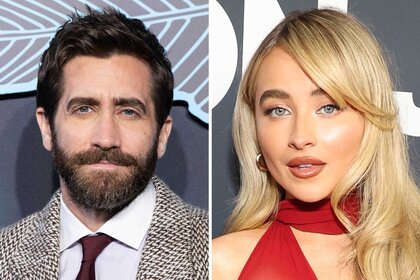 A split of Jake Gyllenhaal and Sabrina Carpenter