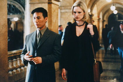 B.D. Wong as Dr. George Huang and Stephanie March as A.D.A. Alexandra Cabot in Law & Order: Special Victims Unit Season 2 Episode 21.