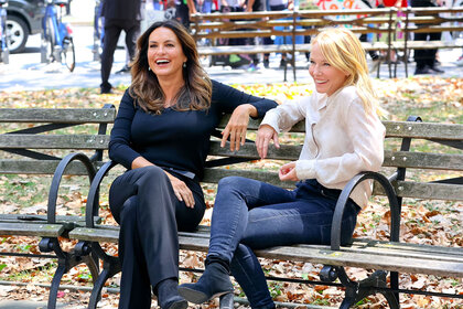 Mariska Hargitay and Kelli Giddish filming on the set of 'Law & Order: Special Victims Unit'