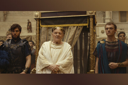 Titus, Emperor Vespasian and Domitian on Those About To Die episode 101