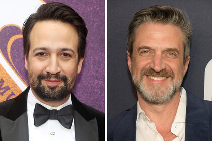 A split of Lin-Manuel Miranda and Raul Esparza