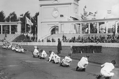 A game of Tug Of War during the olympics in 1920