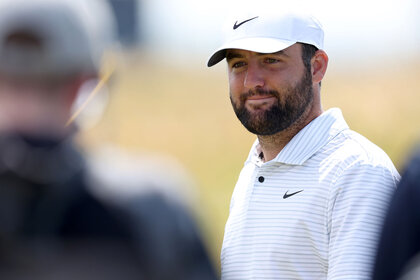 Closeup of Scottie Scheffler at the 152nd Open championship