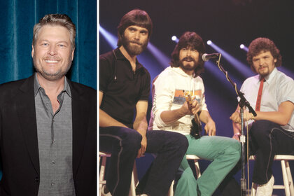 A split of Blake Shelton and the band Alabama