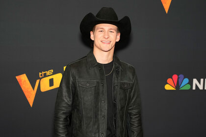 Bryce Leatherwood walks the carpet of The Voice's Season 24 finale.